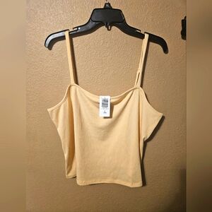 Festi NWT Torrid Butter Yellow Square Neck Ribbed Cami Crop Top Sz 2 *NEW